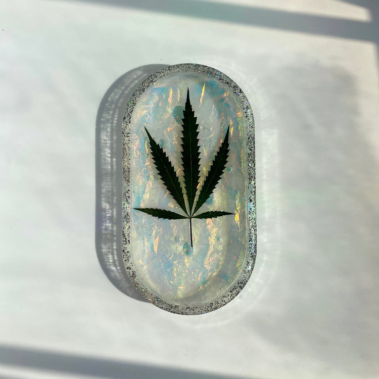 Holographic Cannabis Leaf Rolling Tray Tray Midnight Studio 