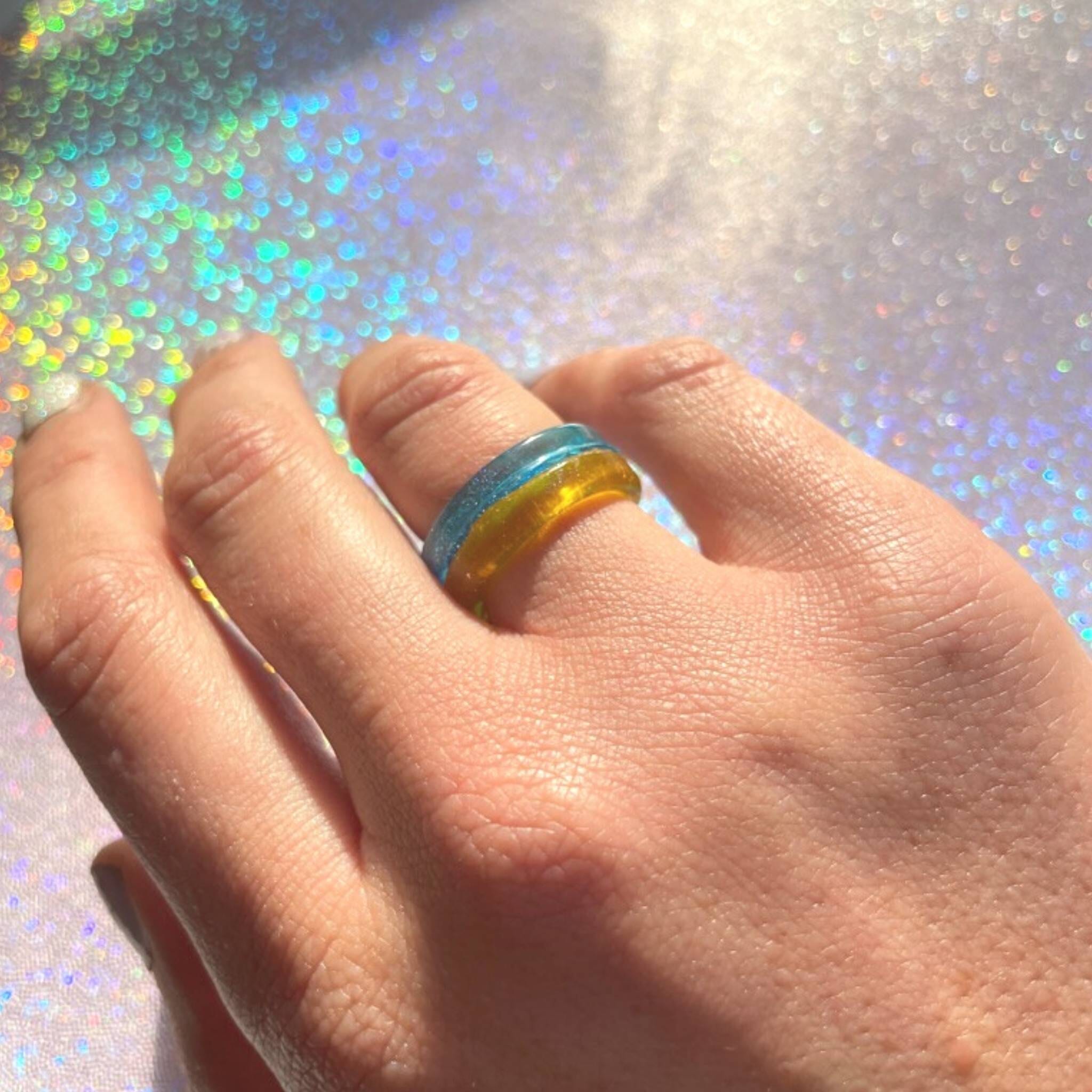 Stackable Solidarity Ring Set Blue & Yellow